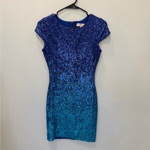 Dress the Population Blue and Teal Sequin Mini Dress